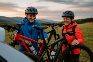 chargement de vélo électrique sur un porte vélo